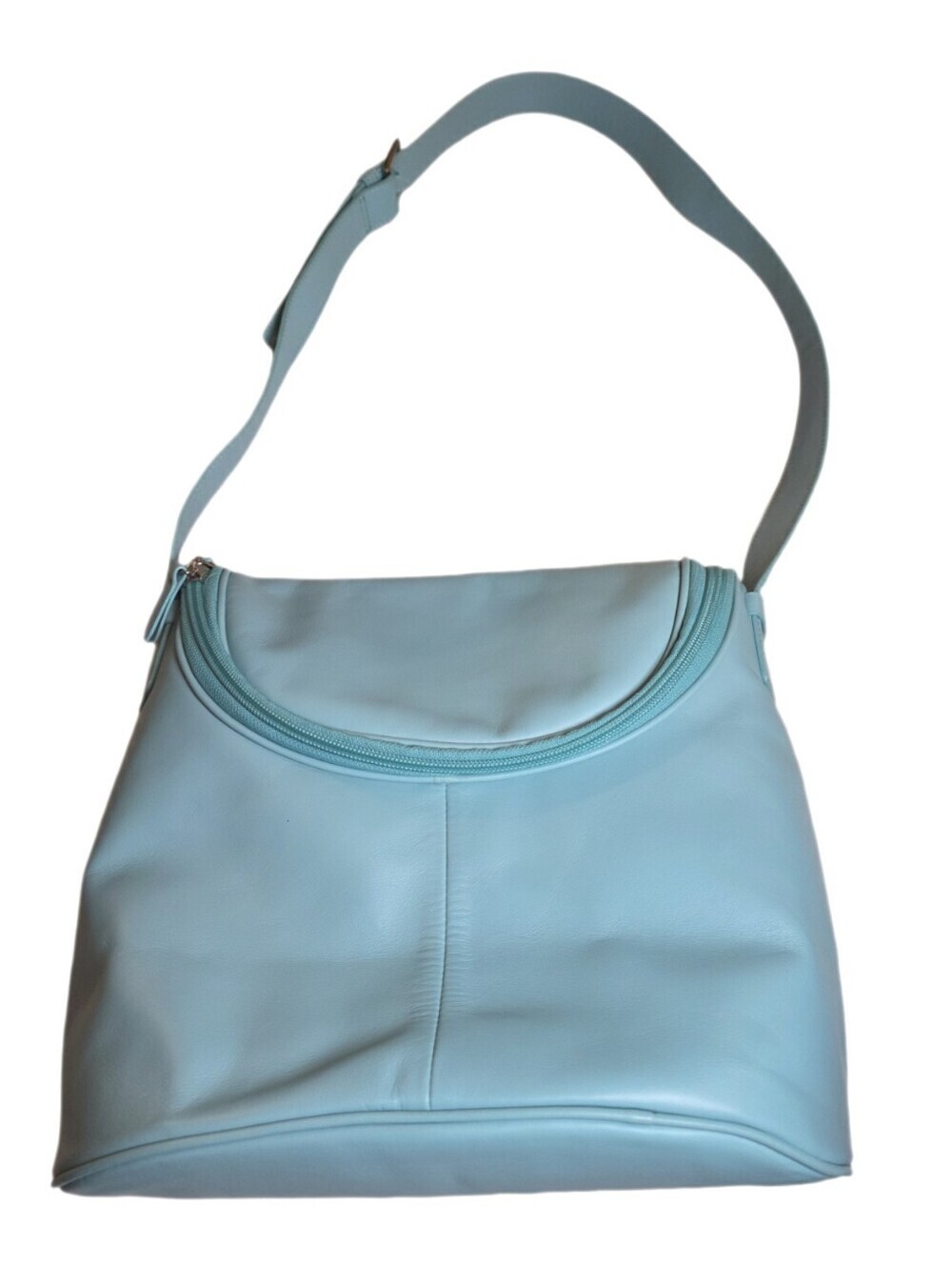 Vintage Maxx New York Premium Leather U-Zip Flap Crossbody Bag - Tiffany Blue /